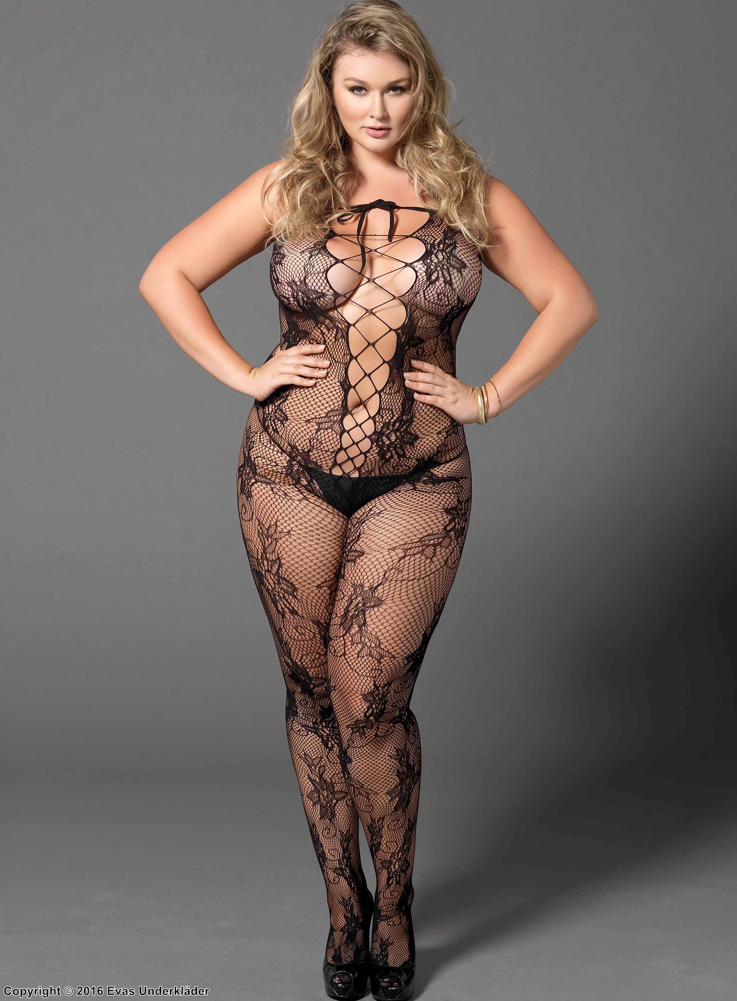 Floral Lace Bodystocking Plus Size